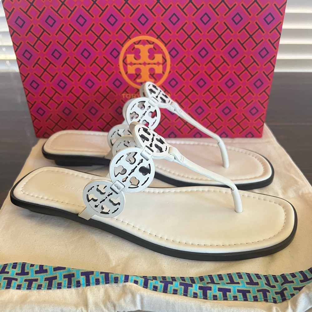 Tory Burch Miller Sandals. NWT. White. Sz 9